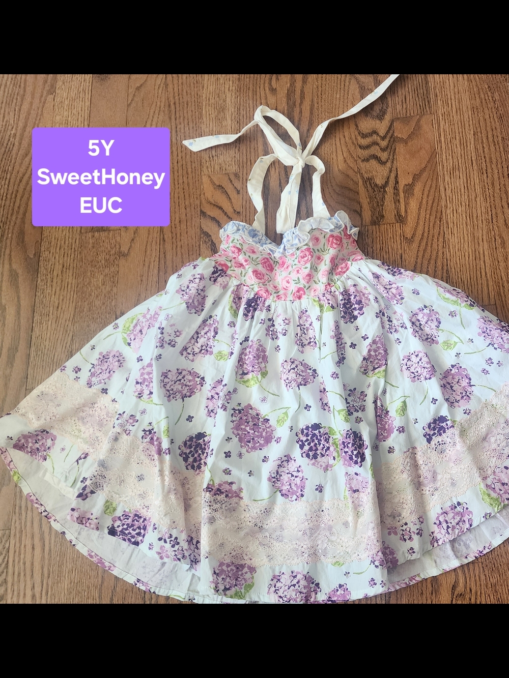 SweetHoney White Sundress with Purple Floral Print